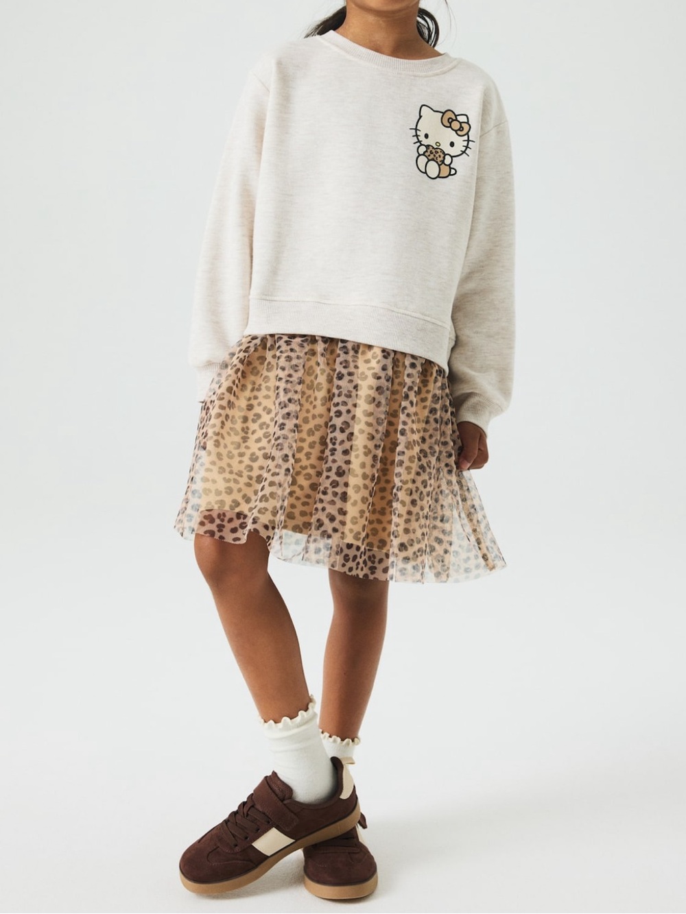 H&M Cream and Brown Kids Casual Dress